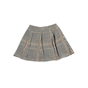 Three Hearts Plaid Mini Skirt - Black, White, Brown
